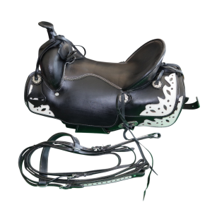 Luxury Black & White Leather Saddle